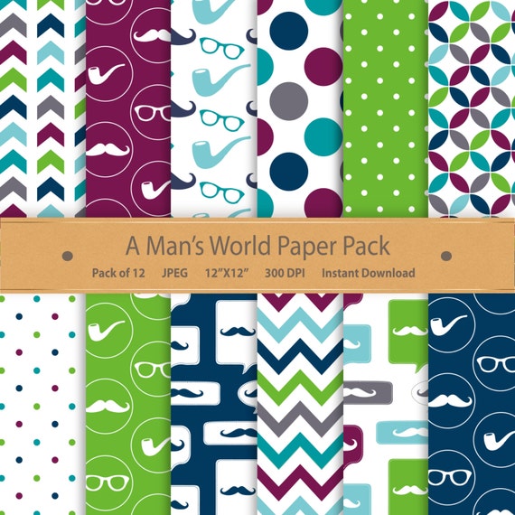 Boy digital paper Gentleman digital paper Fathers Day digital paper Hipster digital paper Man digital paper Purple and blue Purple and Green Il_570xn