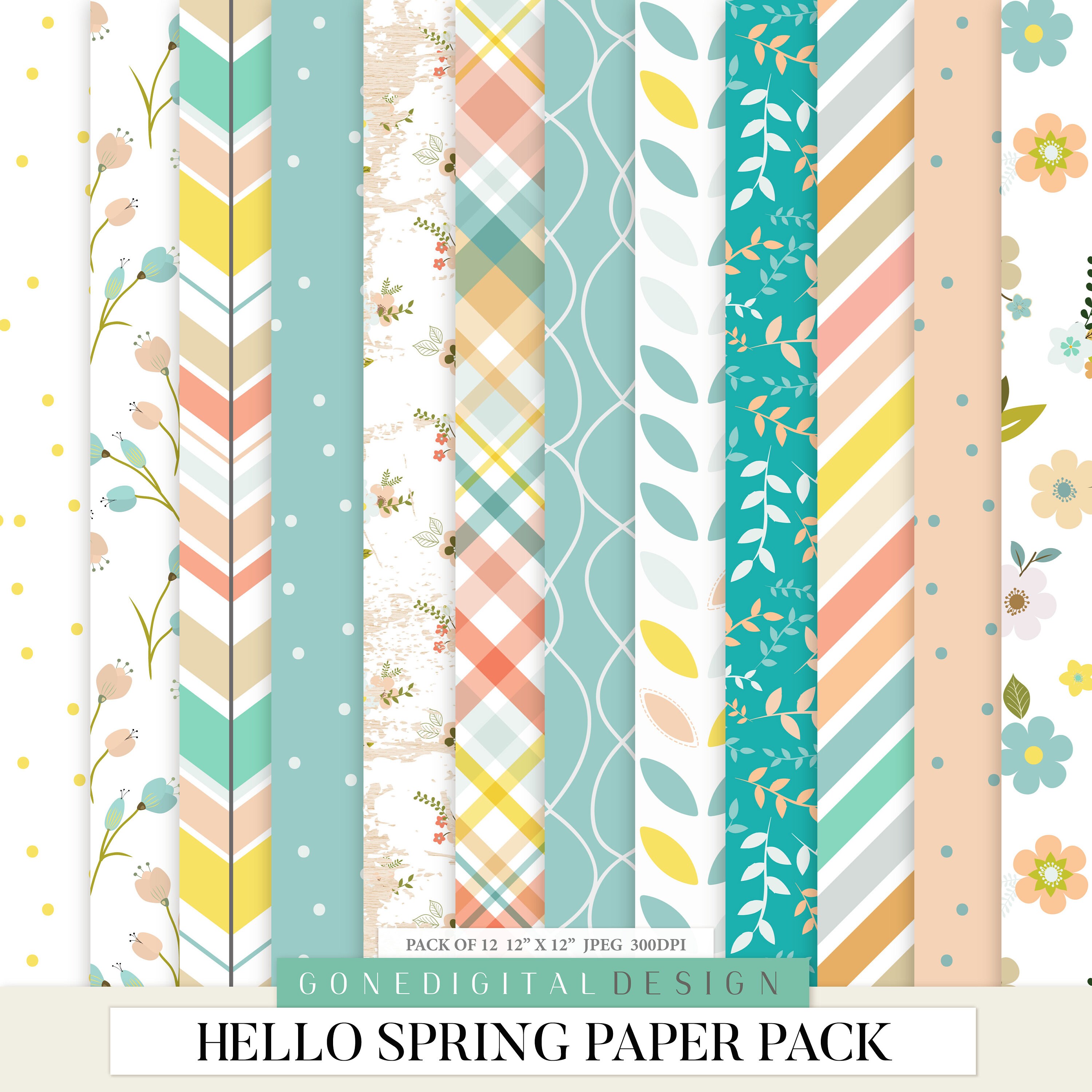 Spring Digital Paper Spring Pattern Spring Scrapbook Paper | Etsy