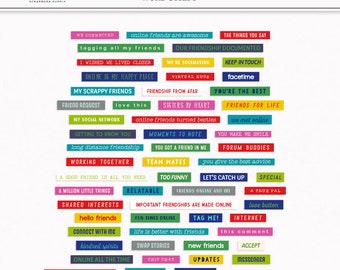 Virtual Friends Word Strips: Social Media Quotes (PNG Digital Stickers)