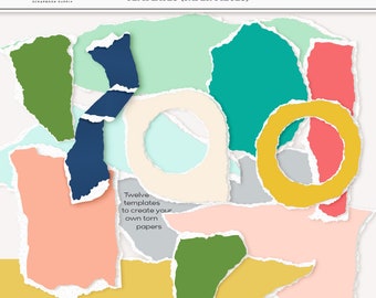 Torn Paper Template: Digital Scrapbook Paper Pieces (PNG, SVG, PSD)