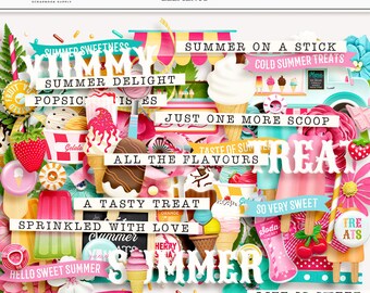Summer Treats Clipart: Ice Cream, Popsicles, Sundaes (Digital Download)