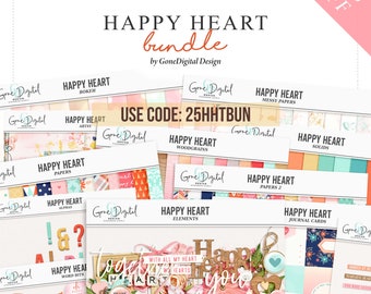 Valentine Scrapbook Bundle: Digital Papers, Elements, Word Art (Digital Download)