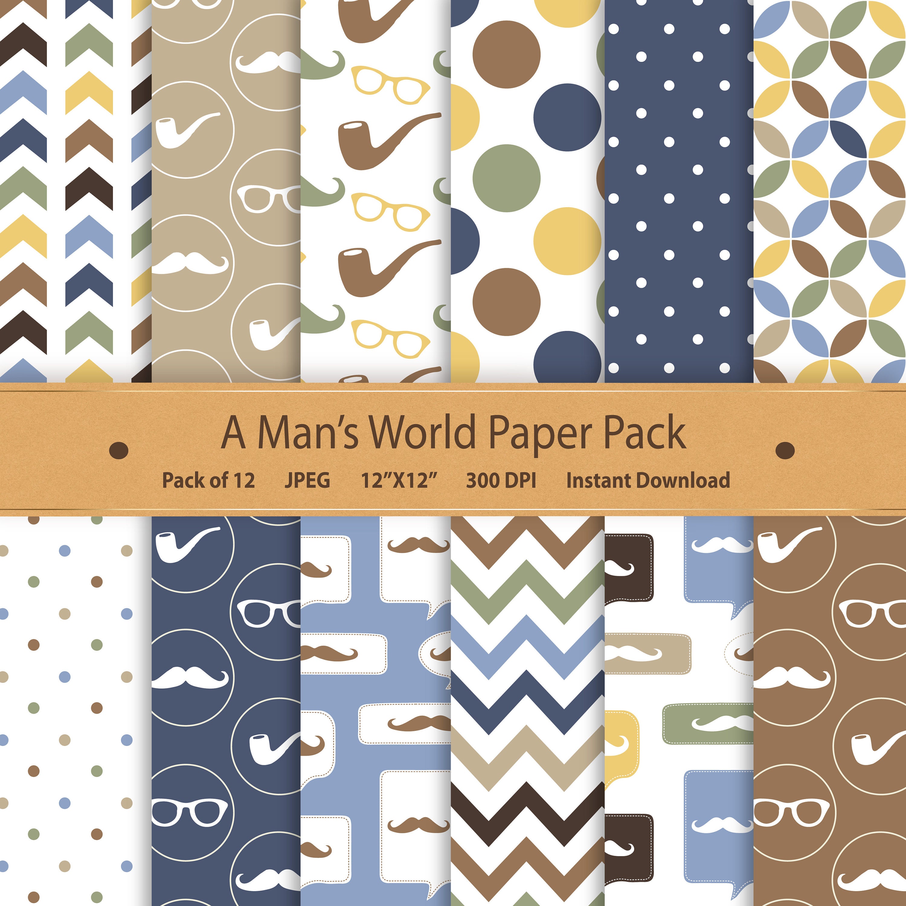 The Paper Studio 12x12 Ready Made Scrapbook Album Just Add Photos  “Mustaches