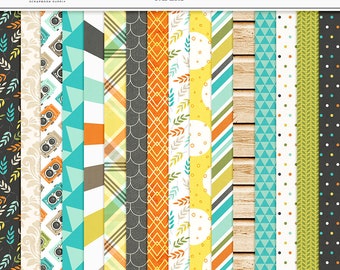 Autumn Scrapbook Paper: Fall Floral & Plaid Patterns (Digital Download)