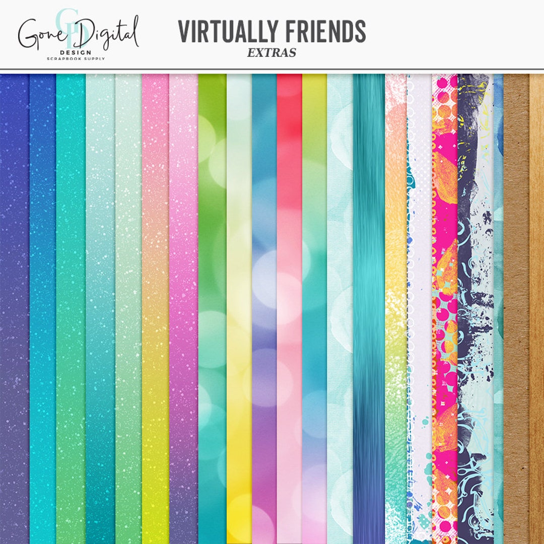 Virtual Friends Digital Paper Pack: Glitter, Wood, Watercolor Textures ...