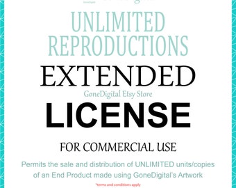 Unlimited Reproductions Extended License Commercial Use No Credit Volume License Multi Use Unlimited Units of an End Product Digital Clipart