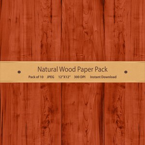 Digital Wood Paper Natural Woodgrain Texture Real Wood Pattern Oak Beech Walnut Chestnut Digital Wood Background Rustic Scrapbook Papers image 2