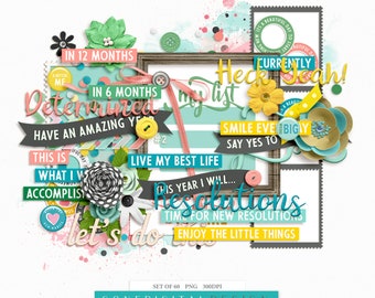 Resolutions Clipart: New Year Scrapbook Embellishments (Digital Download)