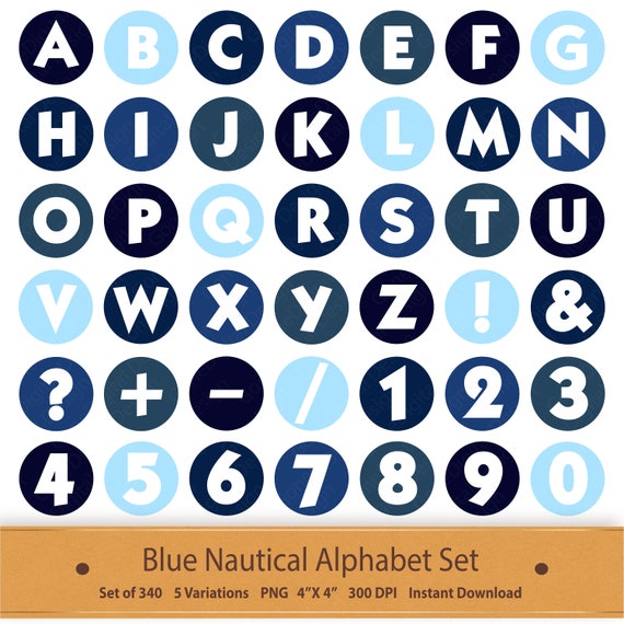 Nautical Digital Alphabet Letters Nautical Scrapbook Alphabet Download