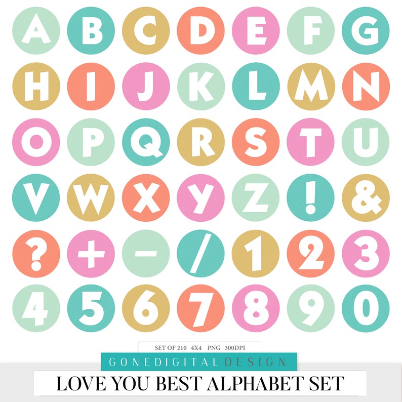 Love Digital Letters Alphabet & Numbers Valentine's | Etsy