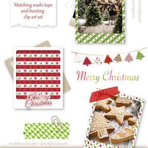 May include: Set of 16 digital printable Christmas frames in red, green, and white with a Scandinavian theme. The frames feature a variety of patterns including stripes, snowflakes, and Christmas trees. The frames are 4 inches by 5 inches and 300 DPI.