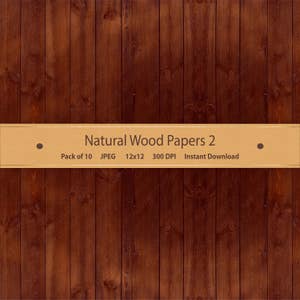 Op de afbeelding: Een pakket van 10 digitale houtnerfpapieren in JPEG-formaat. De papieren zijn 12x12 inch (30,48 cm x 30,48 cm) groot en hebben een resolutie van 300 DPI. De papieren zijn perfect voor scrapbooking, kaartmaken en andere knutselprojecten.  Natural Wood Papers 2 - Pack of 10 - JPEG - 12x12 - 300 DPI - Instant Download