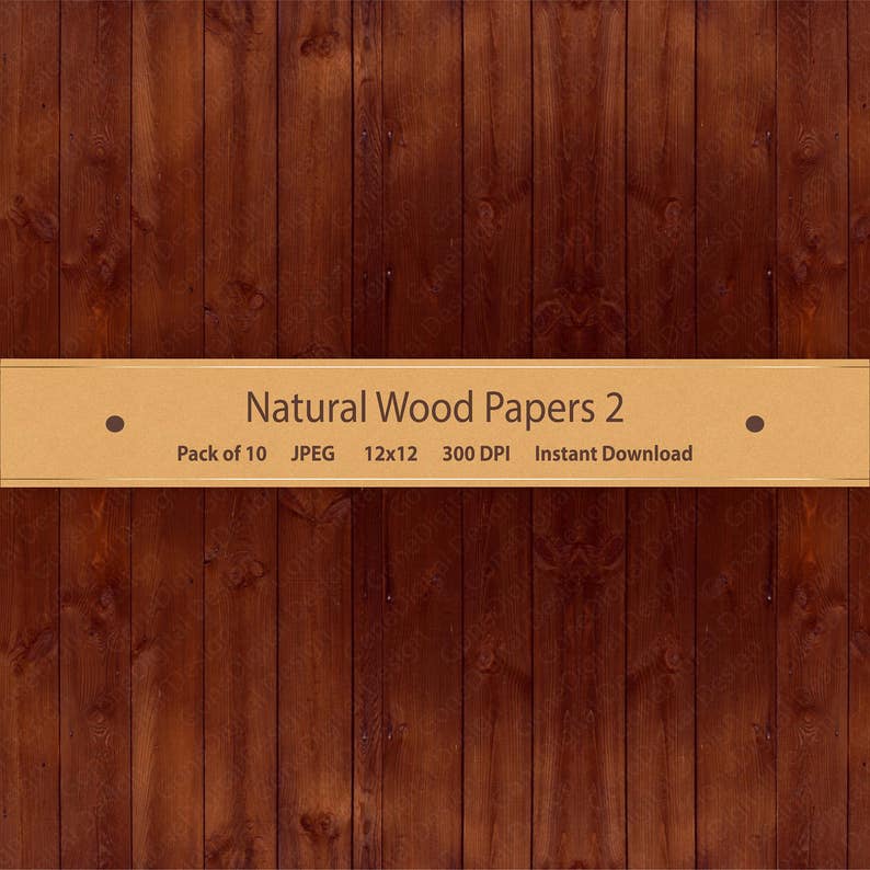 Op de afbeelding: Een pakket van 10 digitale houtnerfpapieren in JPEG-formaat. De papieren zijn 12x12 inch (30,48 cm x 30,48 cm) groot en hebben een resolutie van 300 DPI. De papieren zijn perfect voor scrapbooking, kaartmaken en andere knutselprojecten.  Natural Wood Papers 2 - Pack of 10 - JPEG - 12x12 - 300 DPI - Instant Download