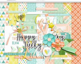 Happy Go Lucky Digital Scrapbook Kit: St Patricks Day Clipart (Digital Download)