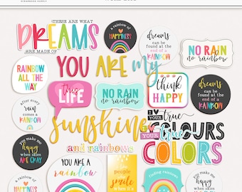 Spring Digital Clipart Rainbow Word Art Phrases Rainbow Clip Art Spring Quotes Word Bits Digital Stamps Digital Stickers Rainbow Stickers