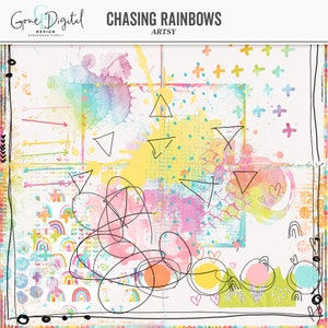 Artsy Rainbow Clipart Digital Scrapbook Elements Spring Watercolour Paint Splatter Artsy Overlays Artsy Border Digital Stamp Doodles Masks