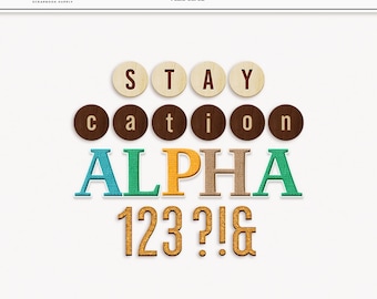 Summer Staycation Alphabet PNG: Scrapbook Stickers (Digital Download)