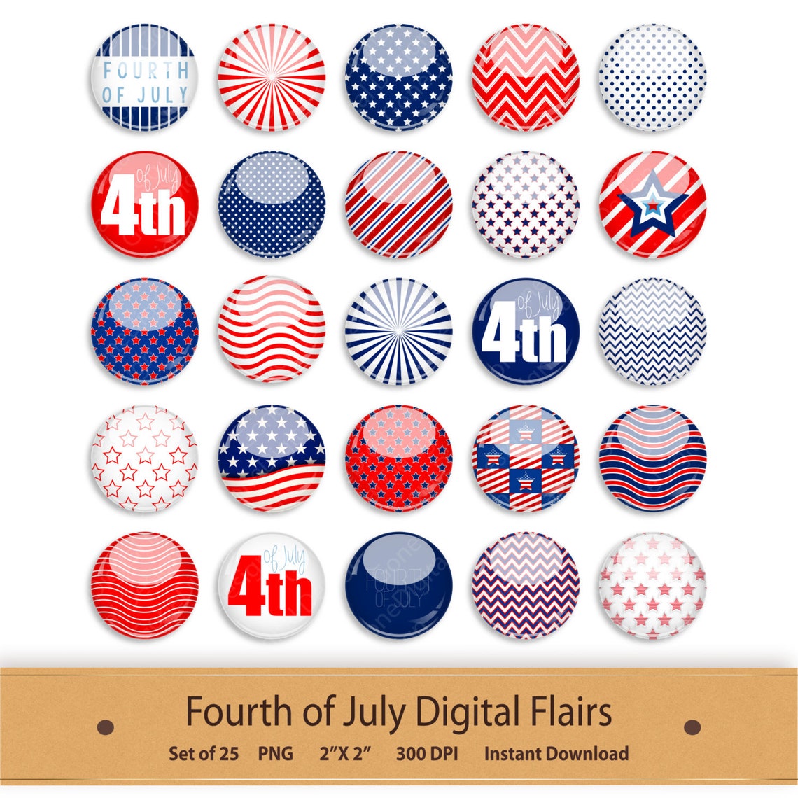 Fourth of July Digital Paper Patriotic America USA Etsy