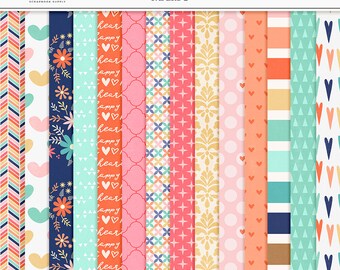 Happy Heart Valentine Digital Paper Pack (Digital Download)