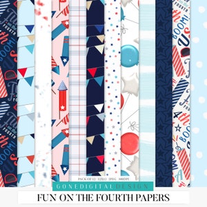 Digital Fourth of July Bundle Save Coupon July 4th Fun America Independence Day Scrapbook Collection USA Digital Paper Scrapbook Stickers image 7