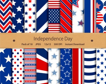 Patriotic Digital Paper: 4th of July Stars & Stripes (Digital Download)