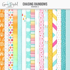 Digital Rainbow Pattern Papers April Scrapbook Paper Pattern Digital Spring Papers Floral Rainbow Paper Rainbow Background Ombre Stripes