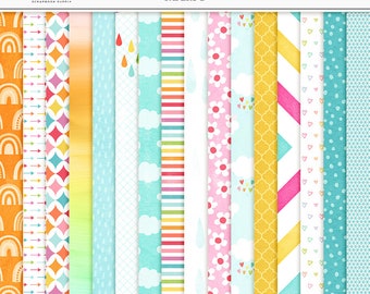 Digital Rainbow Pattern Papers April Scrapbook Paper Pattern Digital Spring Papers Floral Rainbow Paper Rainbow Background Ombre Stripes