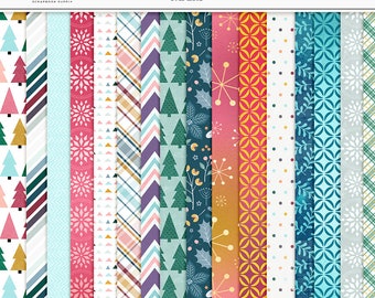 Winter Christmas Digital Paper: Scrapbook Patterns (Digital Download)