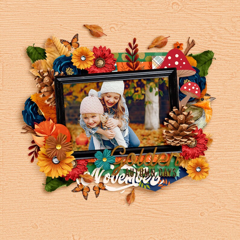 Autumn Clipart: Fall Scrapbook Elements, Stickers, Word Art (Digital Download) image 3