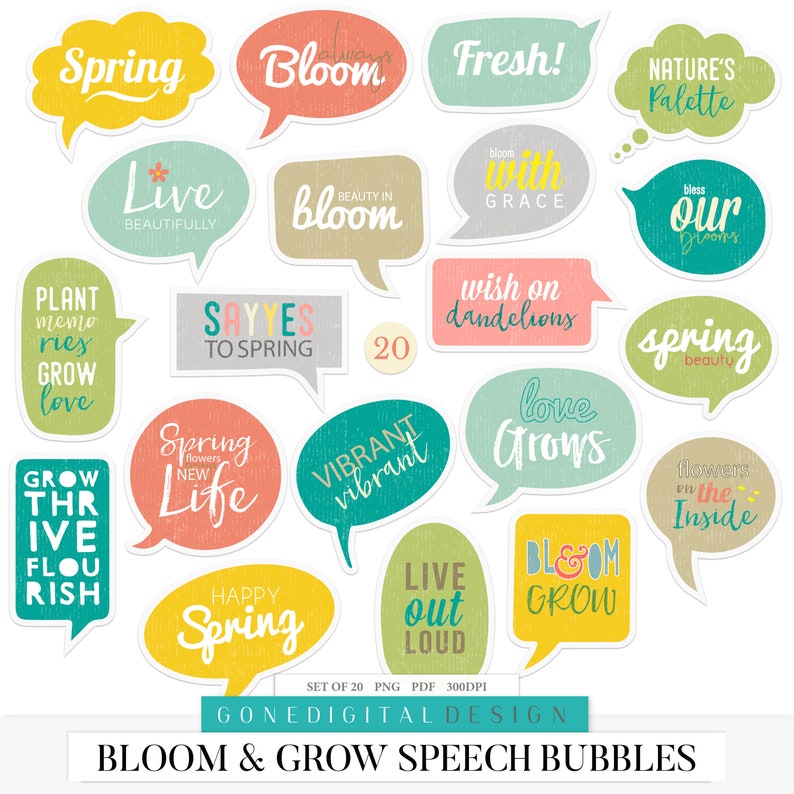 Bloom /& Grow Spring Bundle Scrapbook Paper Bundle Clipart Elements Bundle Spring Scrapbook Kits Printable Paper Printable Clip Art PNG Words