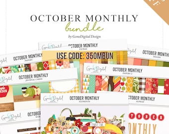 Fall Digital Scrapbook Bundle: Autumn Clipart, Papers, Alphabet (Digital Download)