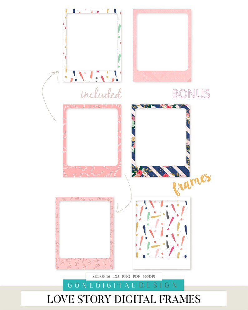 Love Digital Frame PNG Frame Clipart Frames Set Love Background Pink