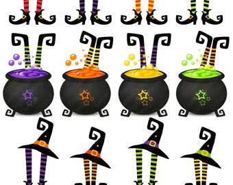Halloween Witch Feet Clipart: Party Printable Graphics (Digital Download)