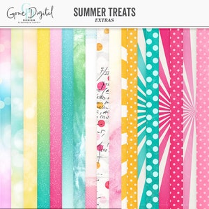 Summer Paper Summer Digital Glitter Paper Summer Watercolor Digital Ice Cream Watercolor Texture Mixed Media Paper Starburst Polka Dot Paper