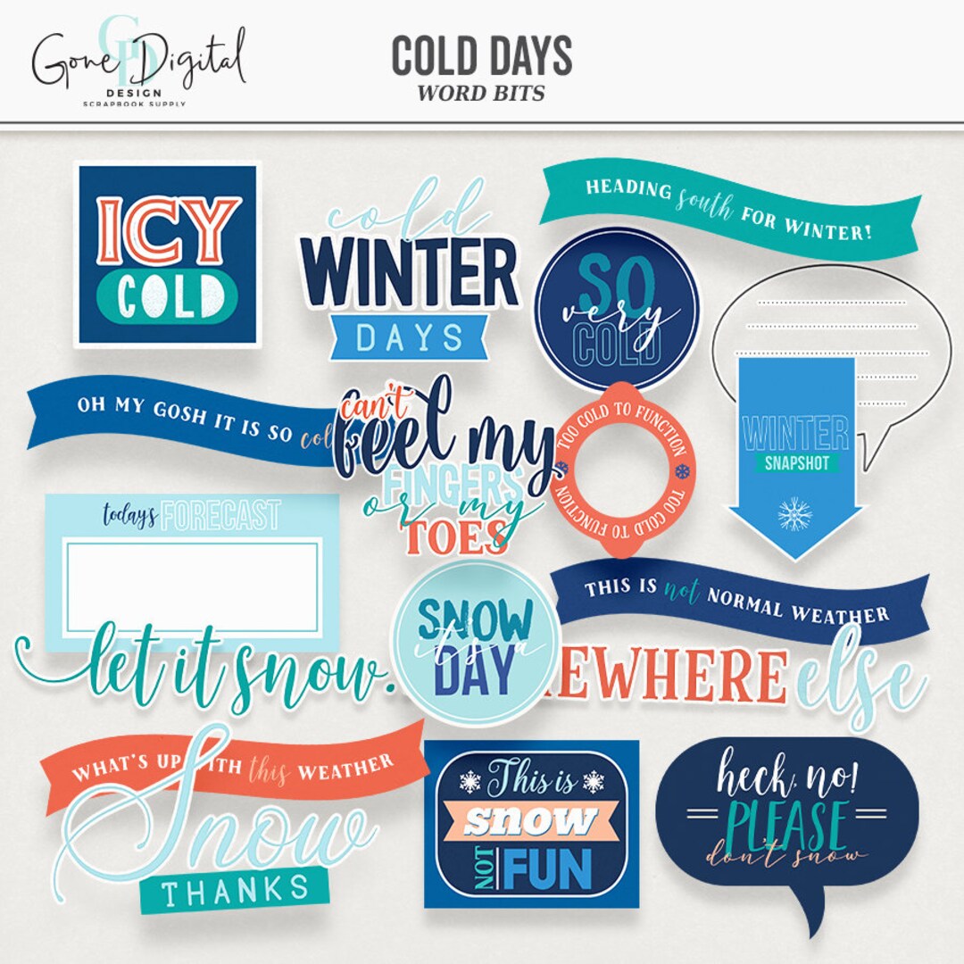 Winter digital word art words png sticker clip art digital journaling