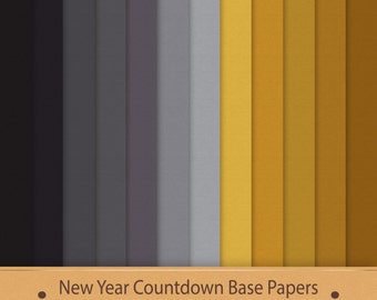 New Year Countdown Base Papers Digital Scrapbook Texture Silver and Gold Printable Background Art Commercial Use Black and Gold Paper Pack