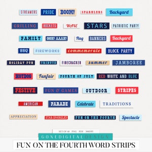 Fun On The Fourth of July Word Bits July 4th Word Art America Word Tags America Printable America Quote America PNG July 4th Clipart Sticker