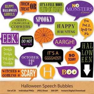Halloween Digital Speech Bubbles Digital Stickers Quotes Halloween Word Art Spider Cobweb Clipart Speech Shoutout Quotes Witch Labels Tags