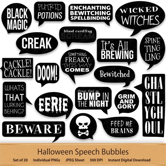 Black White Label Speech Bubbles Digital Word Art