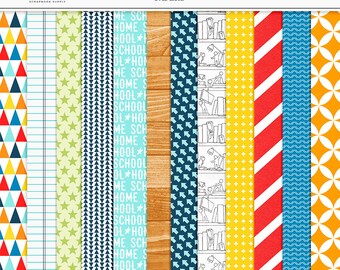 School Digital Paper School Pattern Homeschool Digital Patterns School Background School Digital Scrapbook Paper School Backdrop School Kids