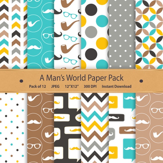 Daddy Digital Paper Dad Patterns Papa Background Papers Fathers Day Papers Husband Pops Pappy Male Parent Mustache Patterns Moustache Paper Il_570xn