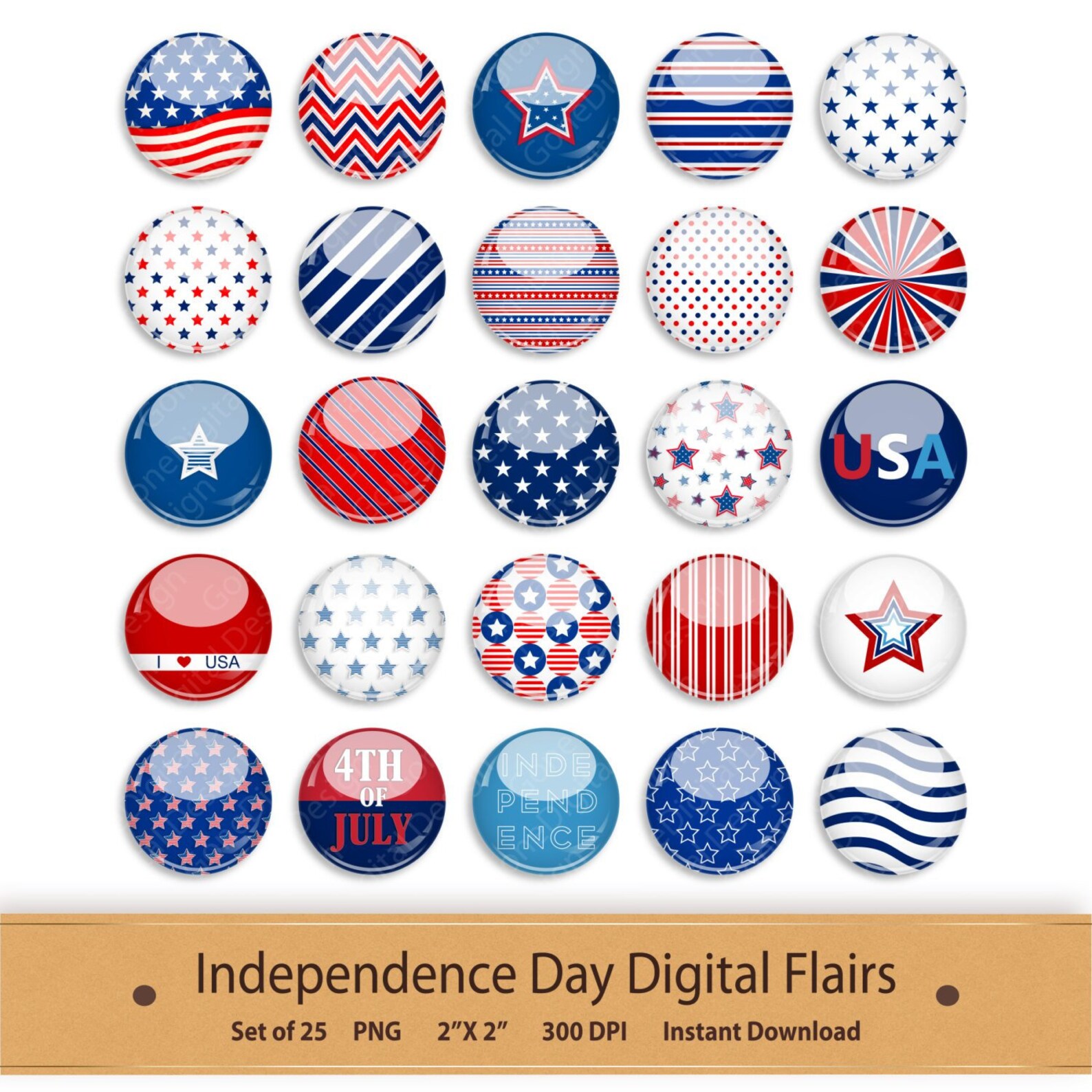 Fourth of July Digital Paper Patriotic America USA Etsy