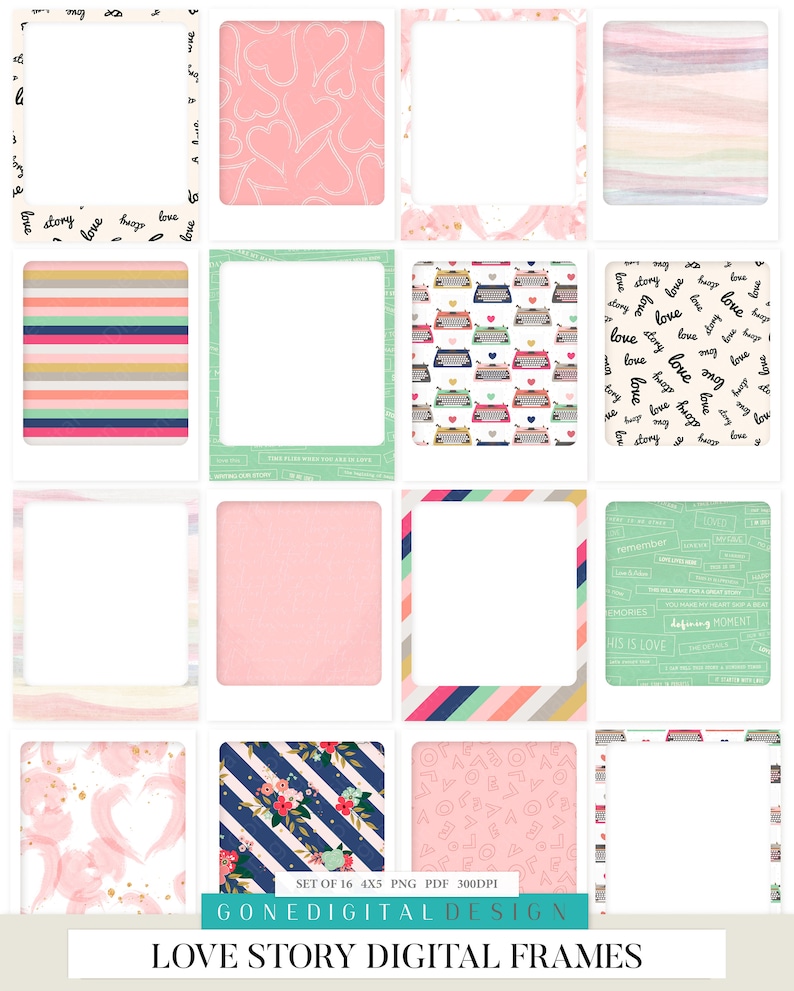Love Digital Frame PNG Frame Clipart Frames Set Love Background Pink