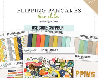 Pancake Scrapbooking Bundle: Digital Papers, Clipart, and Alphas (Digital Download)