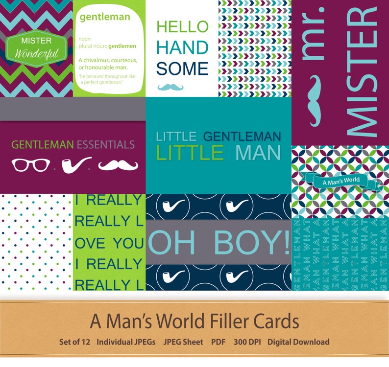 Boy Digital Filler Cards Baby Journal Digital Scrapbooking Etsy