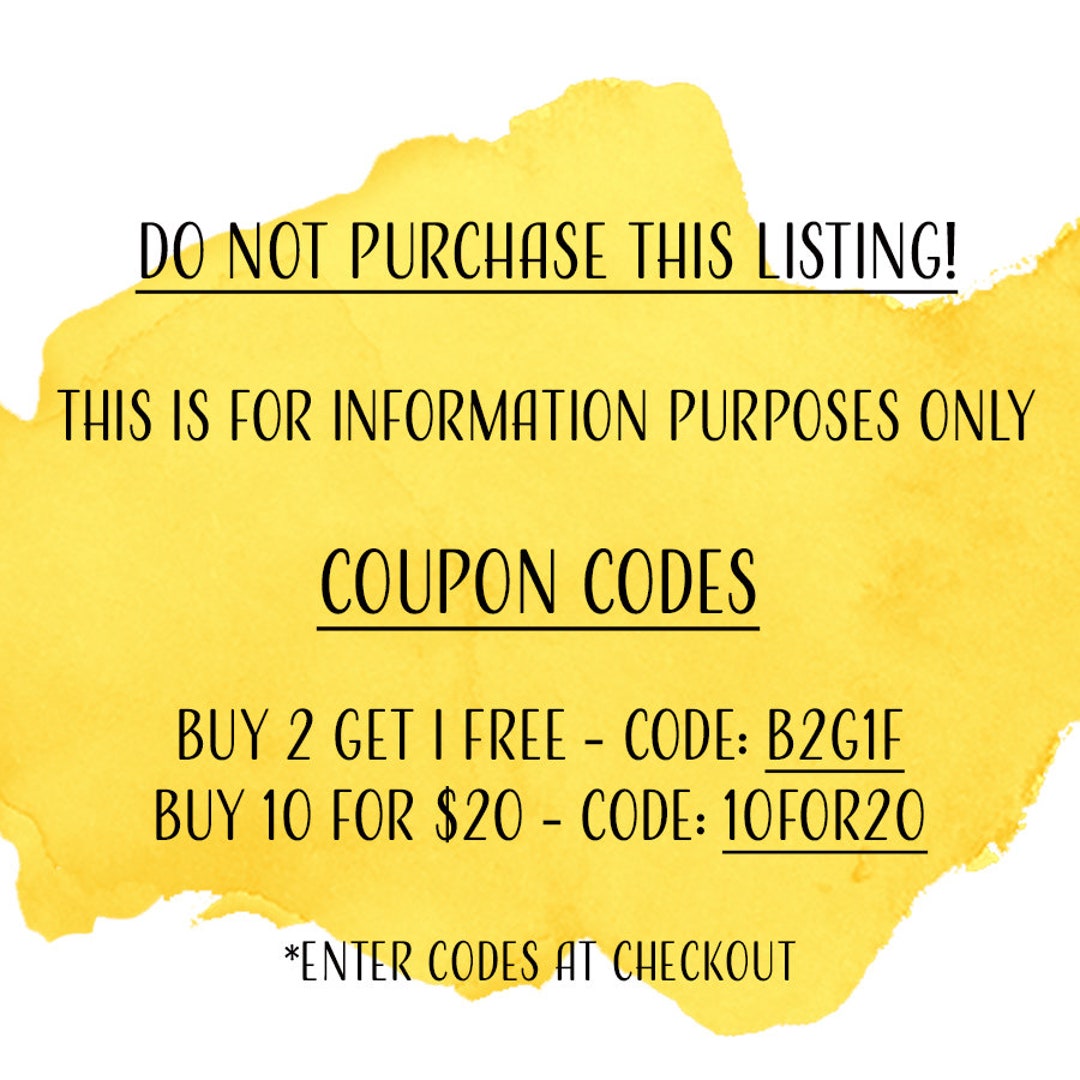 Buy 2 Get 1 Free Etsy Coupon DO NOT PURCHASE Just Copy Code and Enter