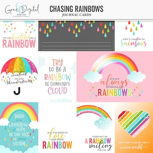 Spring Digital Cards Rainbow Journal Cards Spring Digital Scrapbook Cards Rainbow Quotes Pocket Cards Pocket Scrapbooking Spring Word Art
