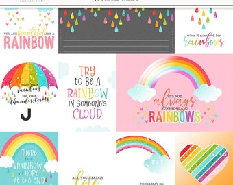 Spring Rainbow Journal Cards, Scrapbook Pocket Cards (Digital Download)