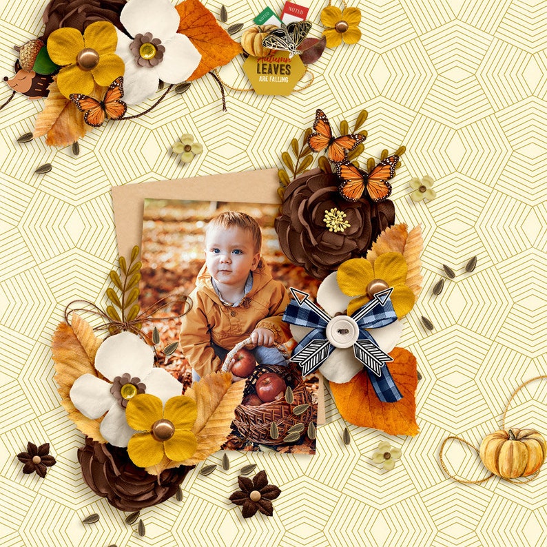 Autumn Clipart: Fall Scrapbook Elements, Stickers, Word Art (Digital Download) image 2