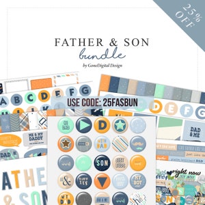 Digital Dad Bundle Fathers Day Bundle & Save Scrapbook Bundle Discount Dad Clipart Father Son Elements Bundle Digital Dad Scrap Supplies Kit image 1